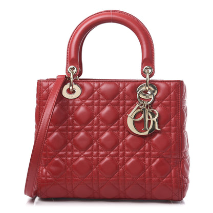 Christian Dior Lambskin Cannage Medium Lady Dior Red 1 of 12