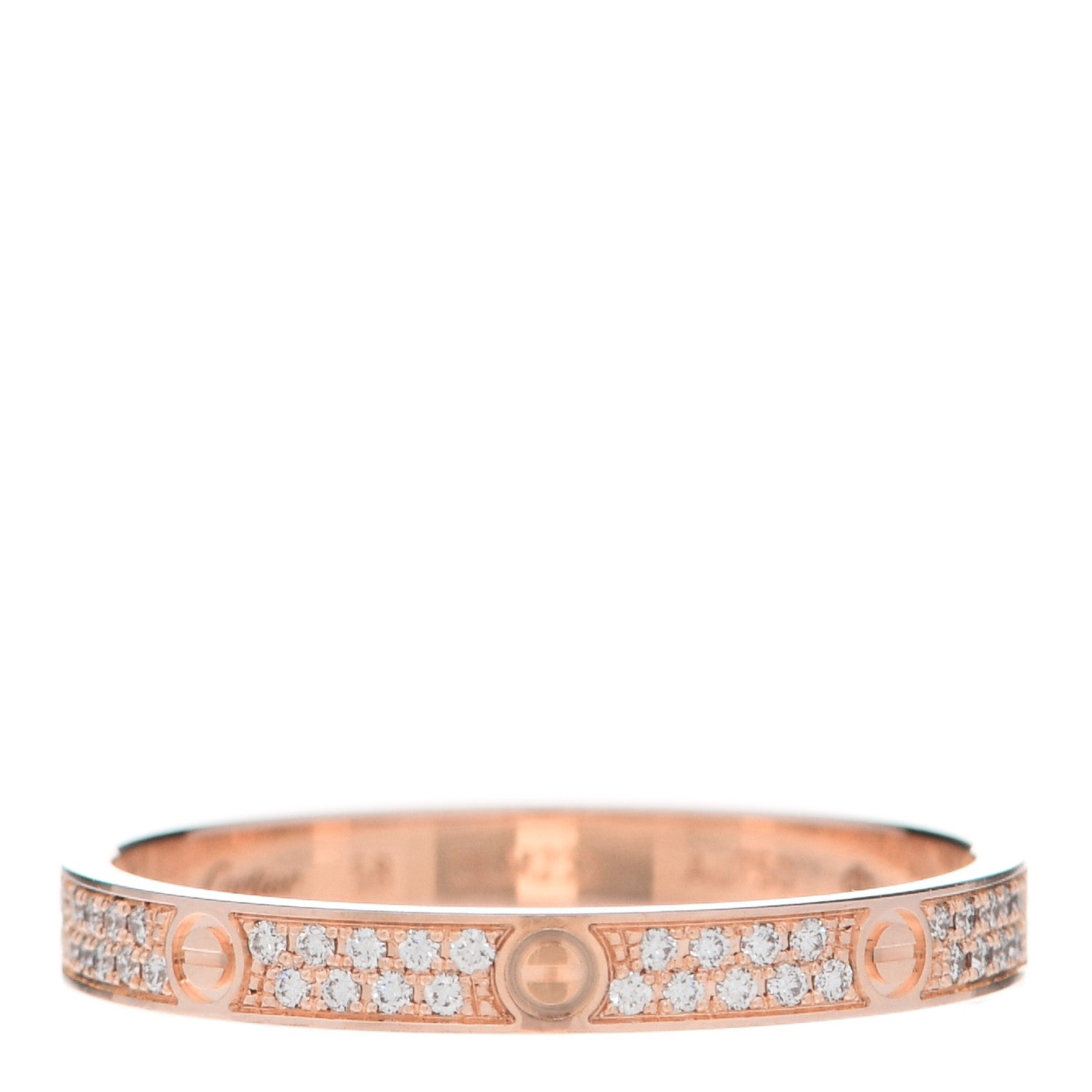 Cartier 18K Pink Gold Diamond 2.6mm LOVE Paved Band Ring 58 8.5 1 of 5