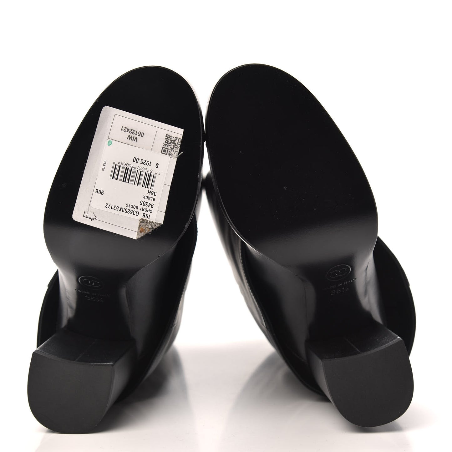 Calfskin Pearl CC Short Boots 35.5 Black