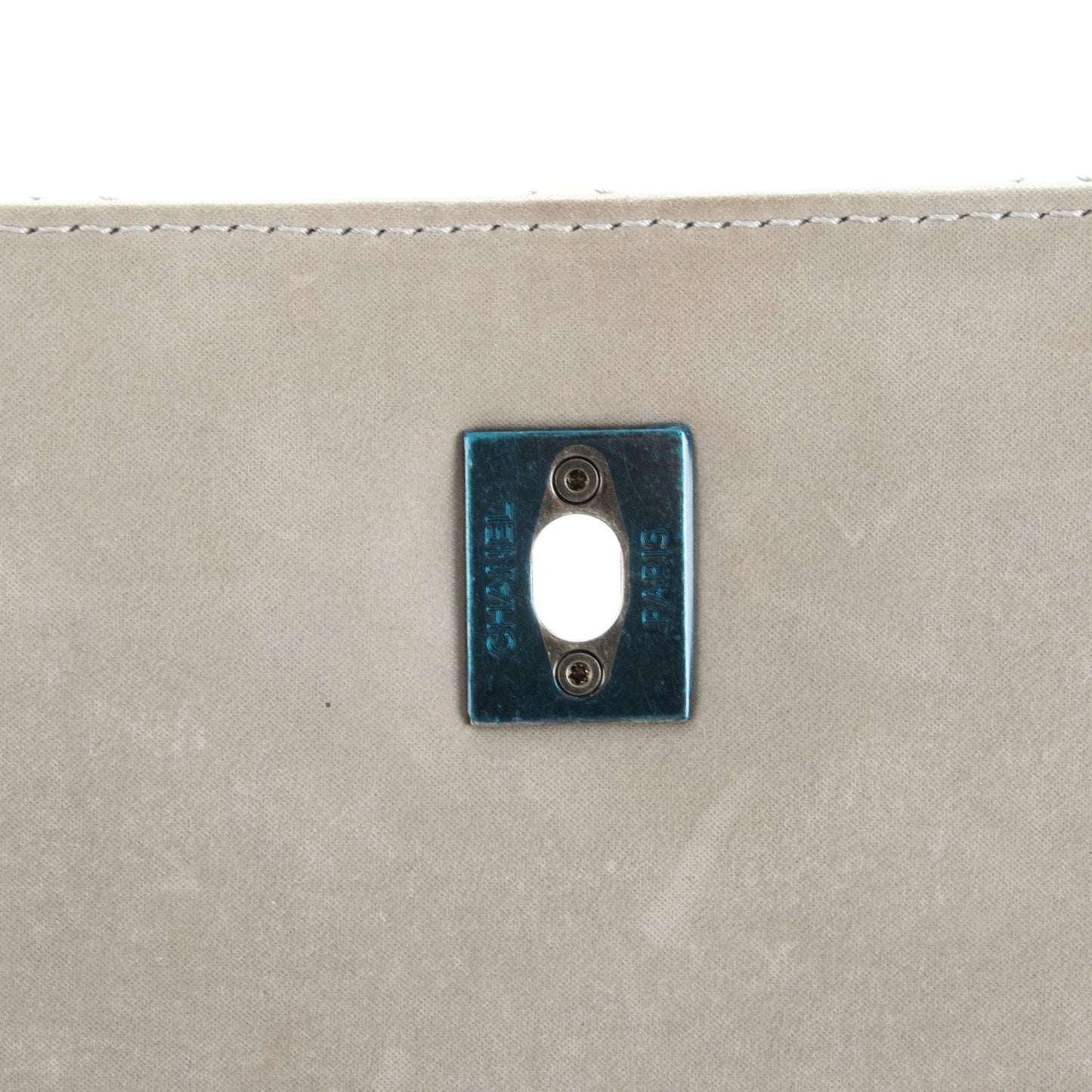 Glazed Calfskin Quilted Medium Day Trip Flap Grey