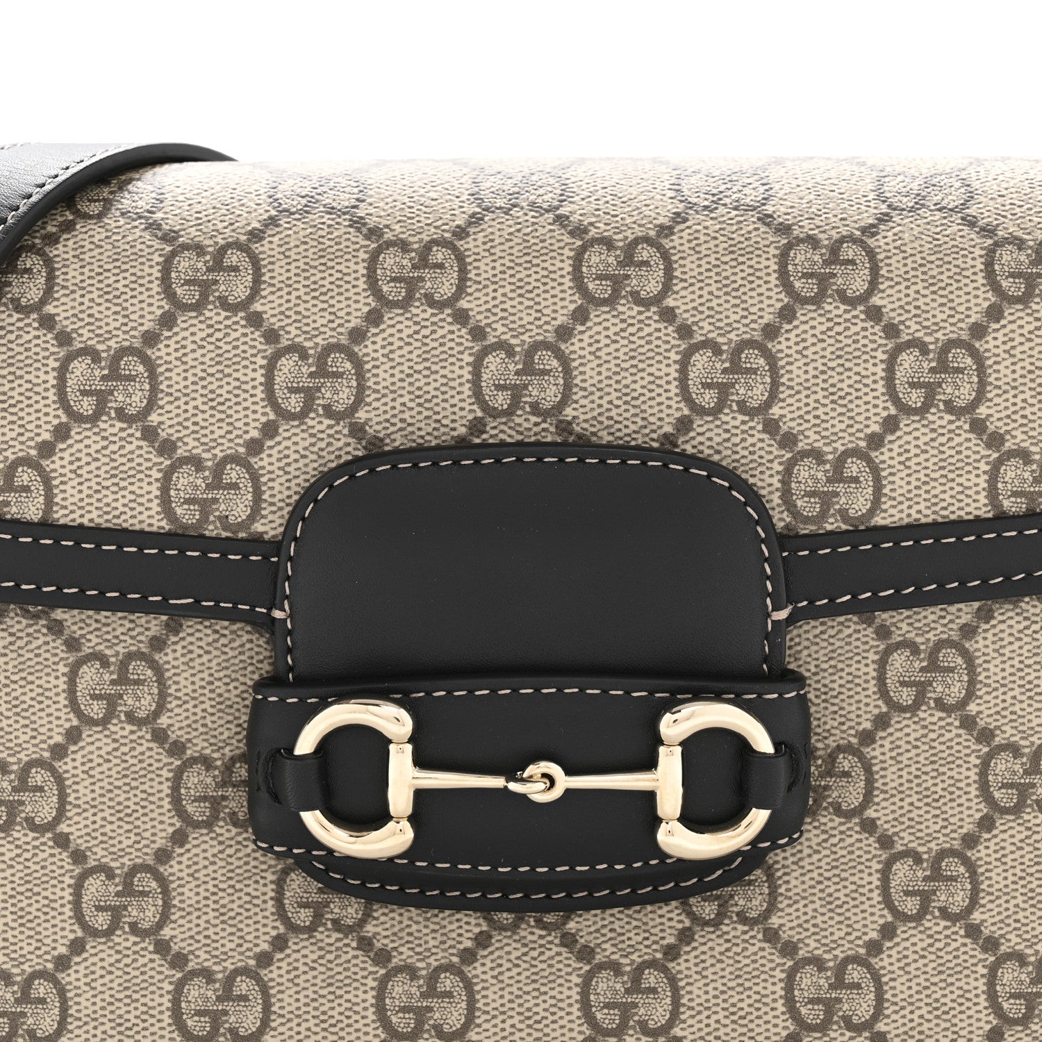 Gucci GG Supreme Monogram Horsebit 1955 Soft Small Shoulder Bag Beige Black 8 of 11