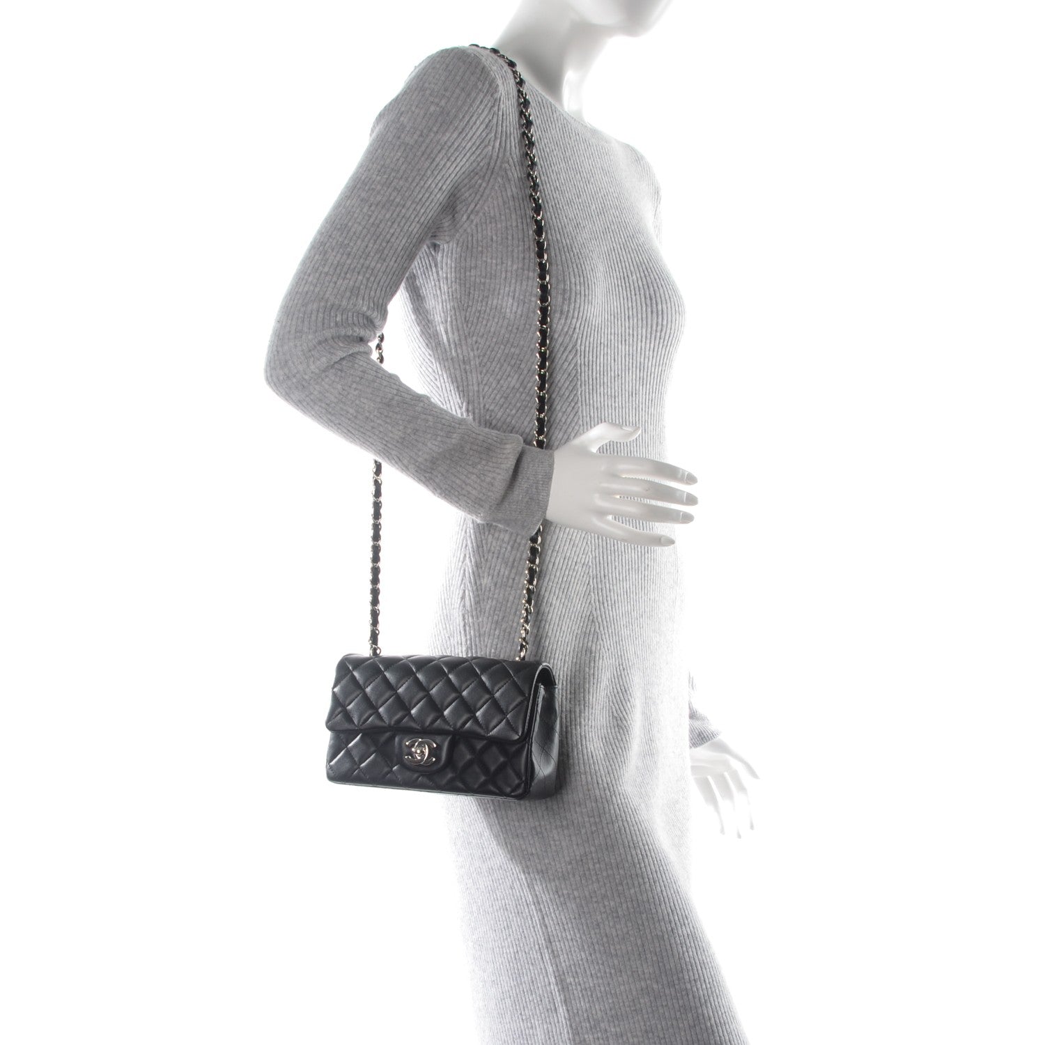 Chanel Lambskin Quilted Mini Rectangular Flap Black 2 of 7