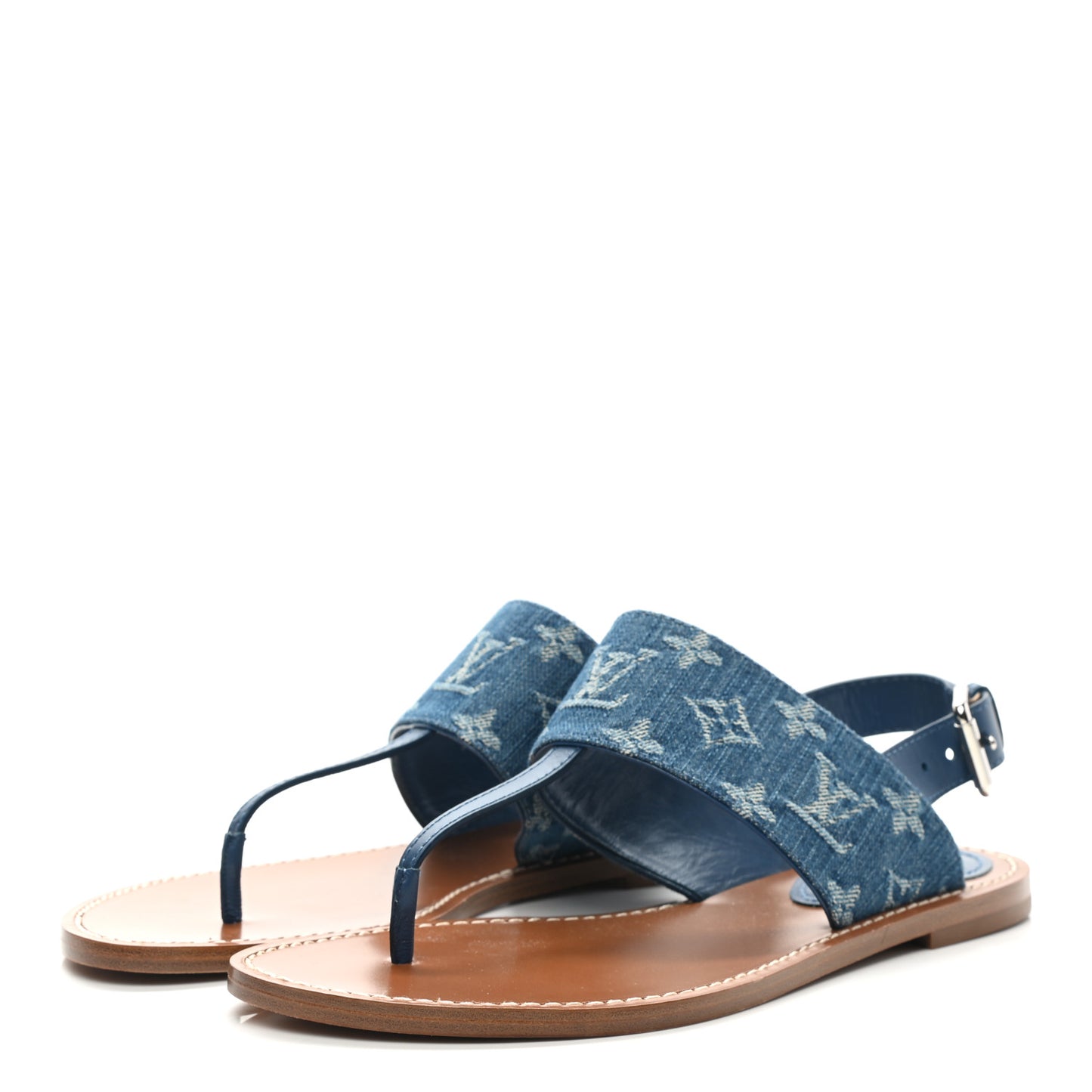 Monogram Denim Starboard Flat Thong Sandal 39 Blue