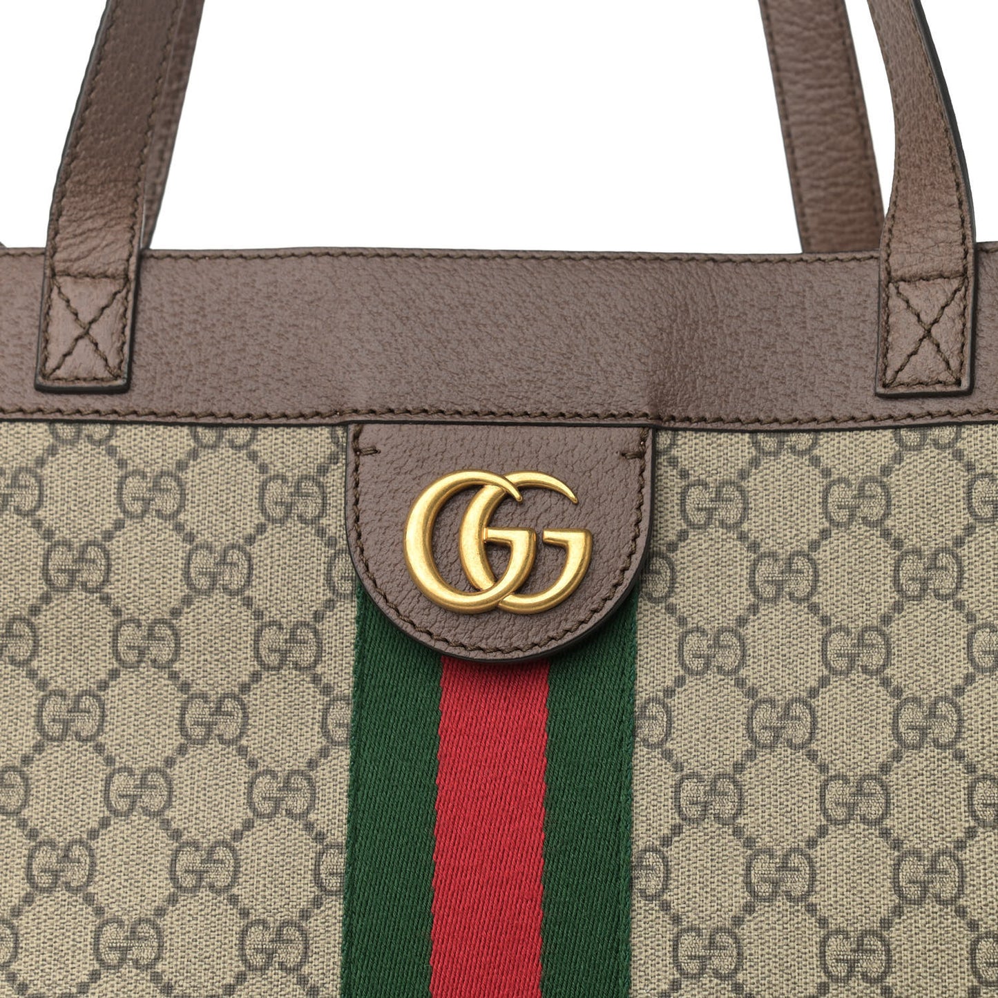 GG Supreme Monogram Web Ophidia Tote Brown