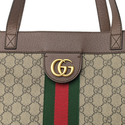 Gucci GG Supreme Monogram Web Ophidia Tote Brown 9 of 11