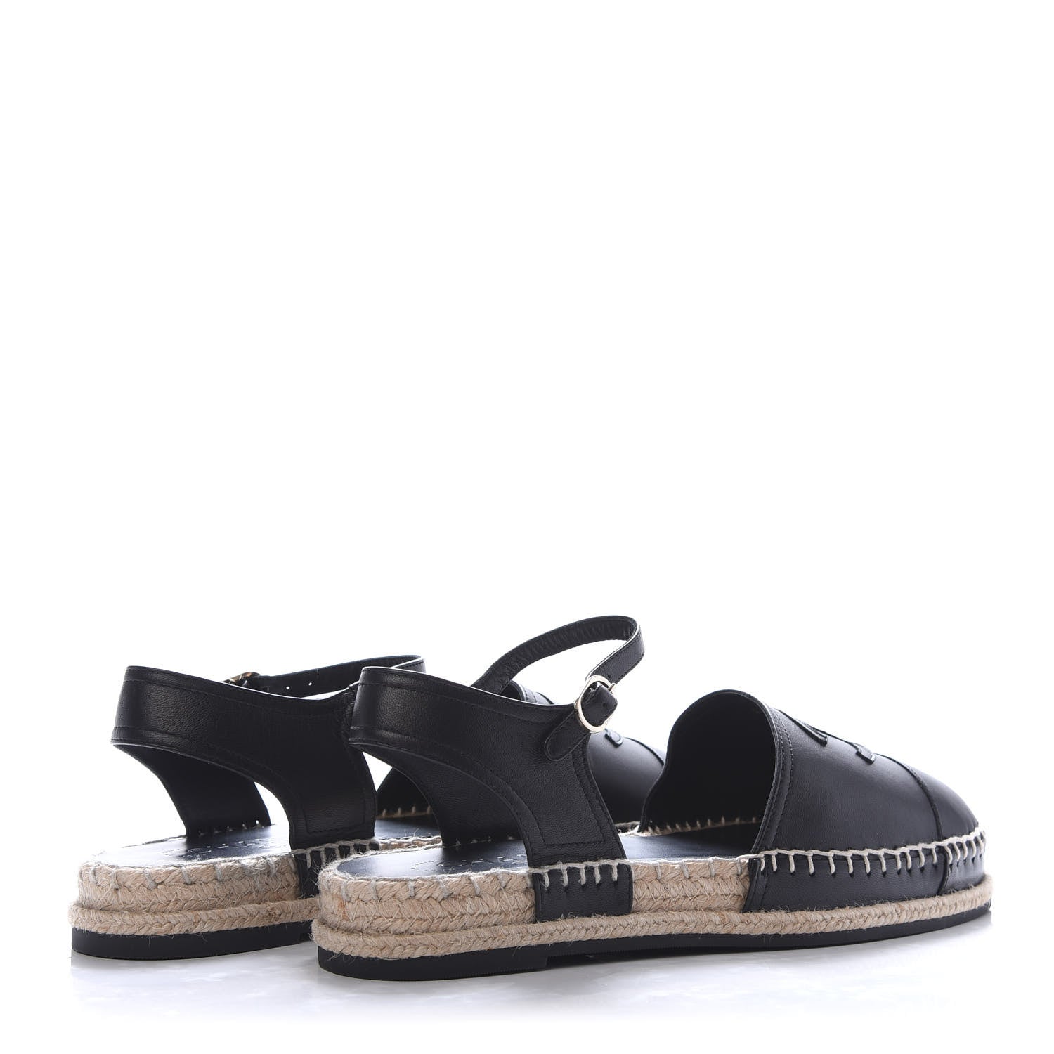 Chanel Lambskin CC Ankle Strap Espadrilles 40 Black 4 of 9