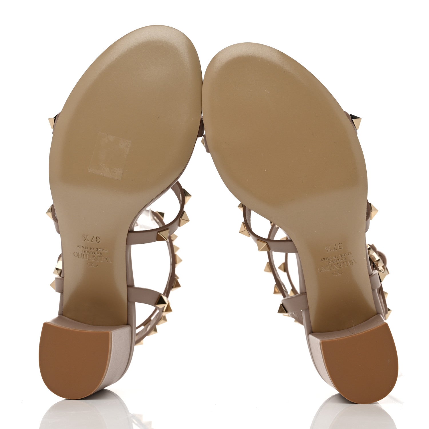 Valentino Garavani Calfskin Rockstud 60mm City Sandals 37.5 Poudre 5 of 8
