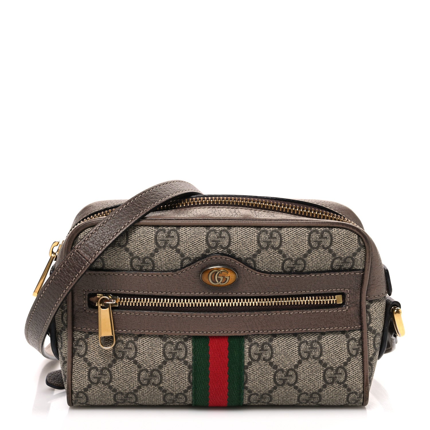 Gucci GG Supreme Monogram Web Mini Ophidia Shoulder Bag Brown 1 of 10