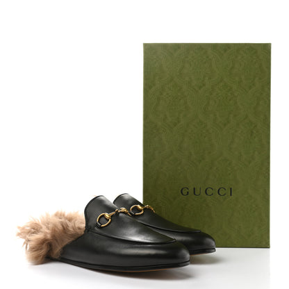 Gucci Calfskin Fur Womens Princetown Slippers 37.5 Black 8 of 8