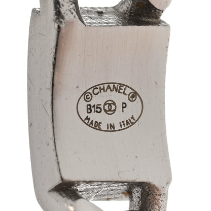 Chanel CC Chain Hoop Earrings Silver 4 of 4