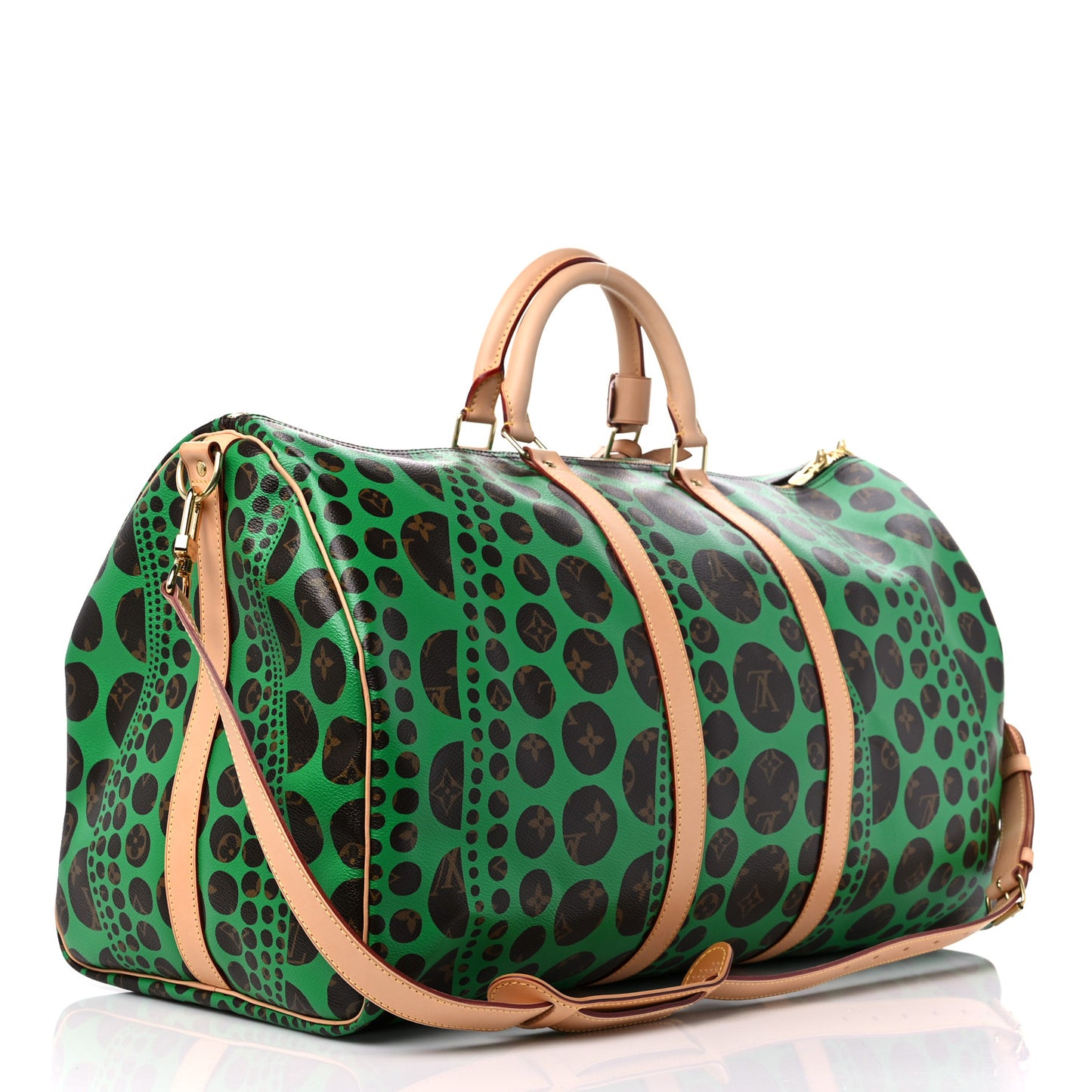 Monogram Kusama Pumpkin Dots Keepall Bandouliere 55 Green