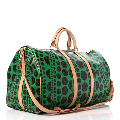 Louis Vuitton Monogram Kusama Pumpkin Dots Keepall Bandouliere 55 Green 2 of 12
