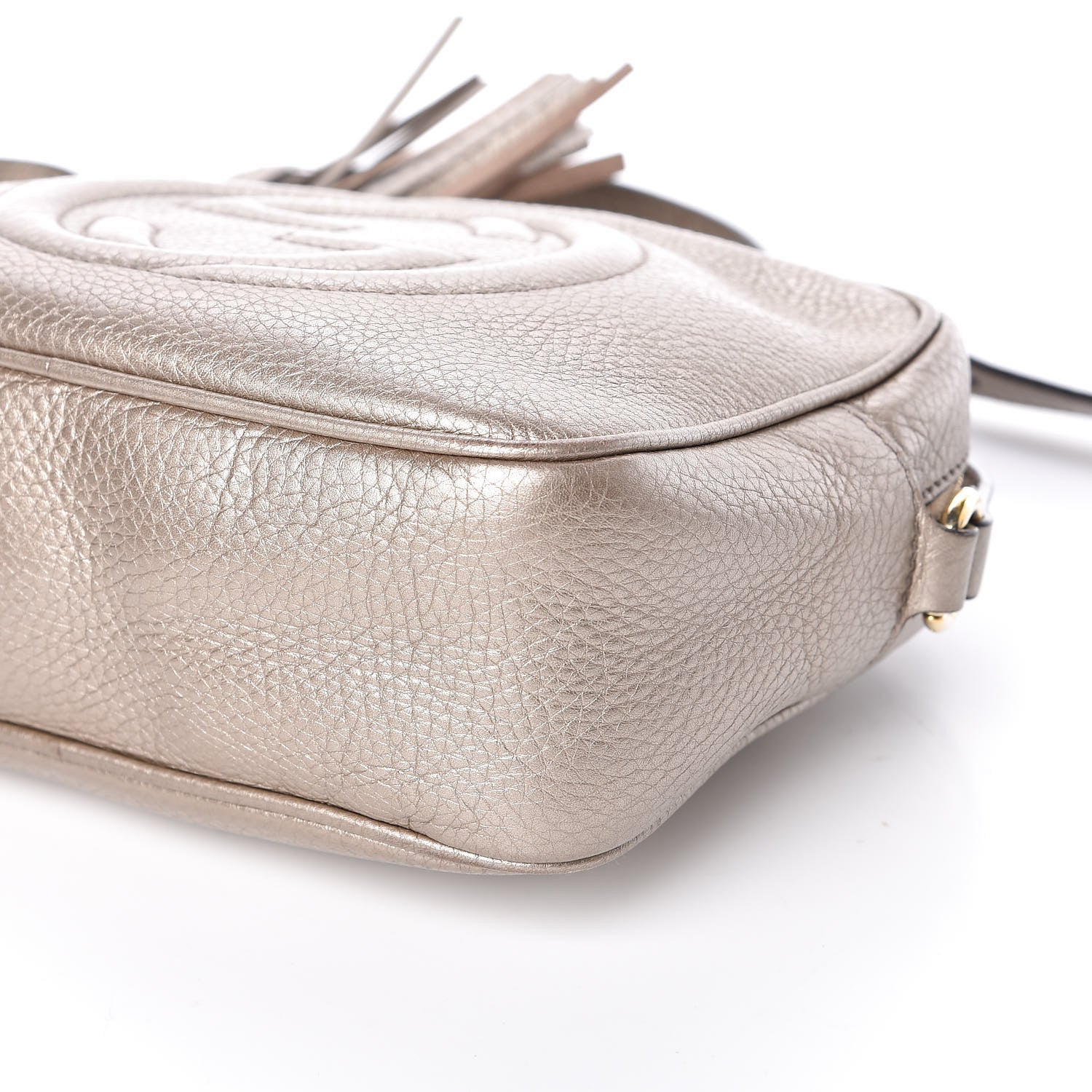 Gucci Metallic Pebbled Calfskin Small Soho Disco Bag Golden Beige 10 of 12