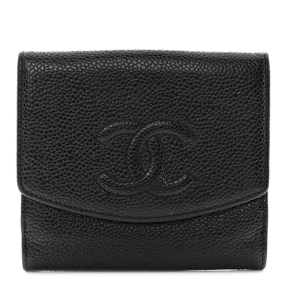Chanel Caviar Timeless CC Compact French Wallet Black 1 of 14