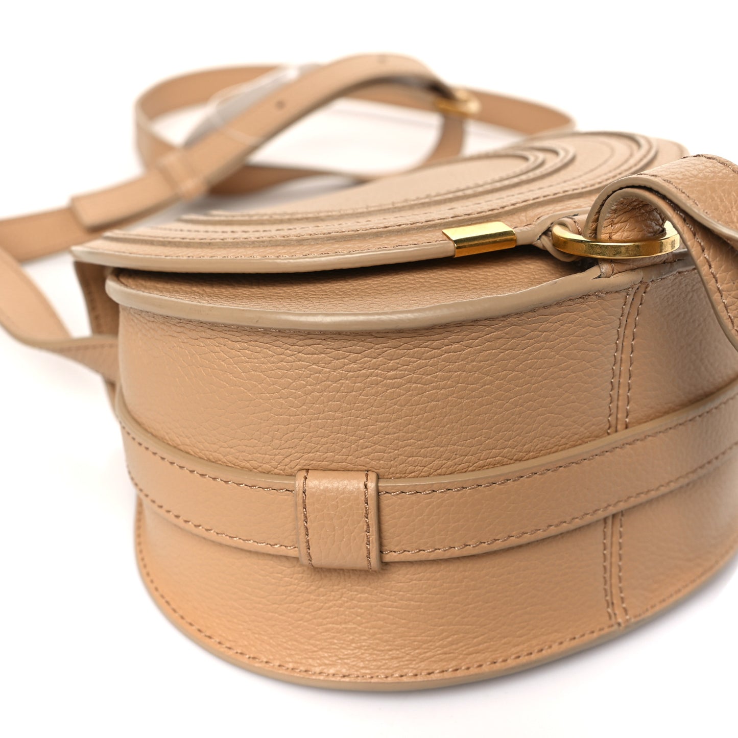 Grained Calfskin Small Marcie Saddle Bag Root Beige
