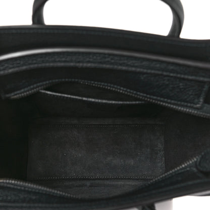 Celine Drummed Calfskin Nano Luggage Black 5 of 10