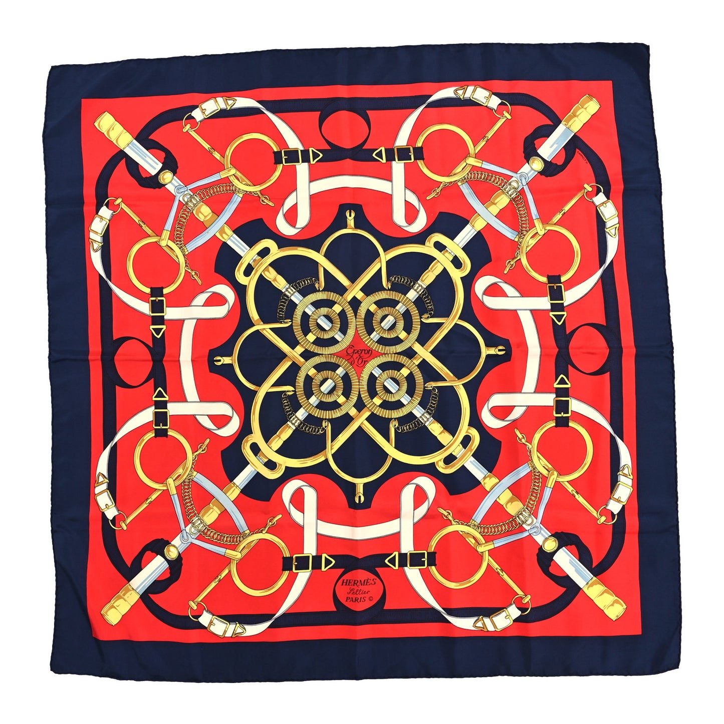Silk Eperon D'Or Scarf 90 Bleu Rouge