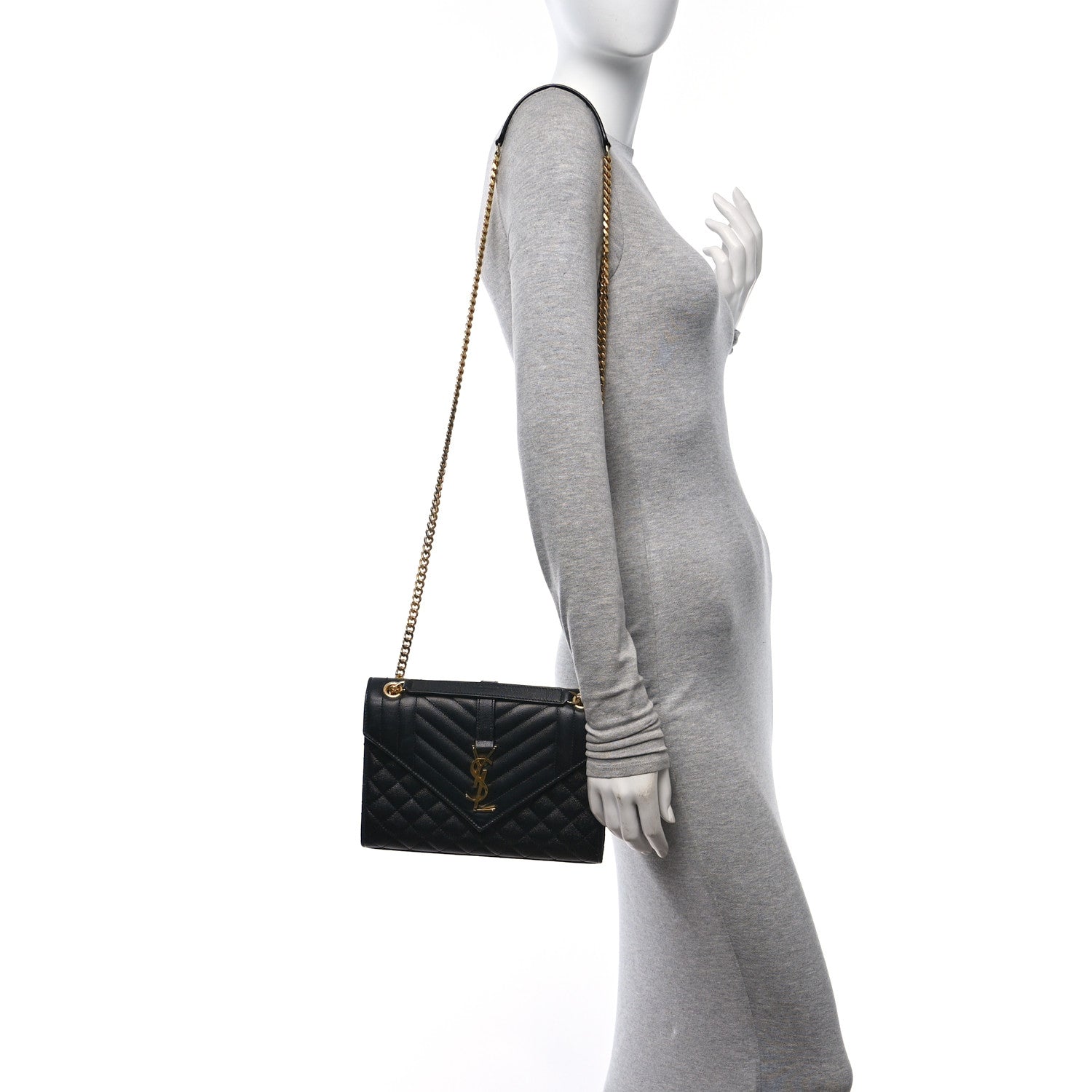 Saint Laurent Grain De Poudre Textured Mixed Matelasse Triquilt Medium Monogram Satchel Black 2 of 12