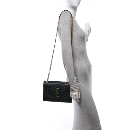 Saint Laurent Grain De Poudre Textured Mixed Matelasse Triquilt Medium Monogram Satchel Black 2 of 12