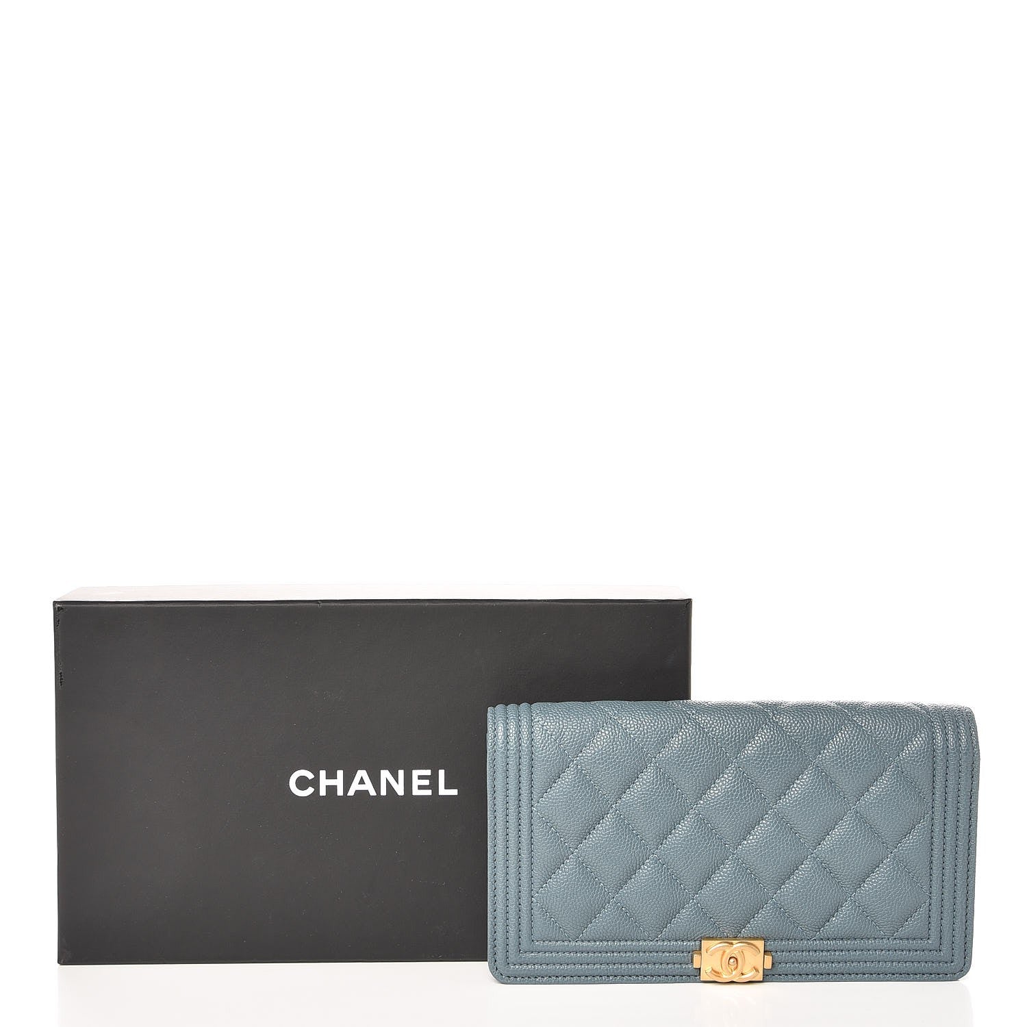 Chanel Caviar Quilted Boy Yen Wallet Blue 18 of 18