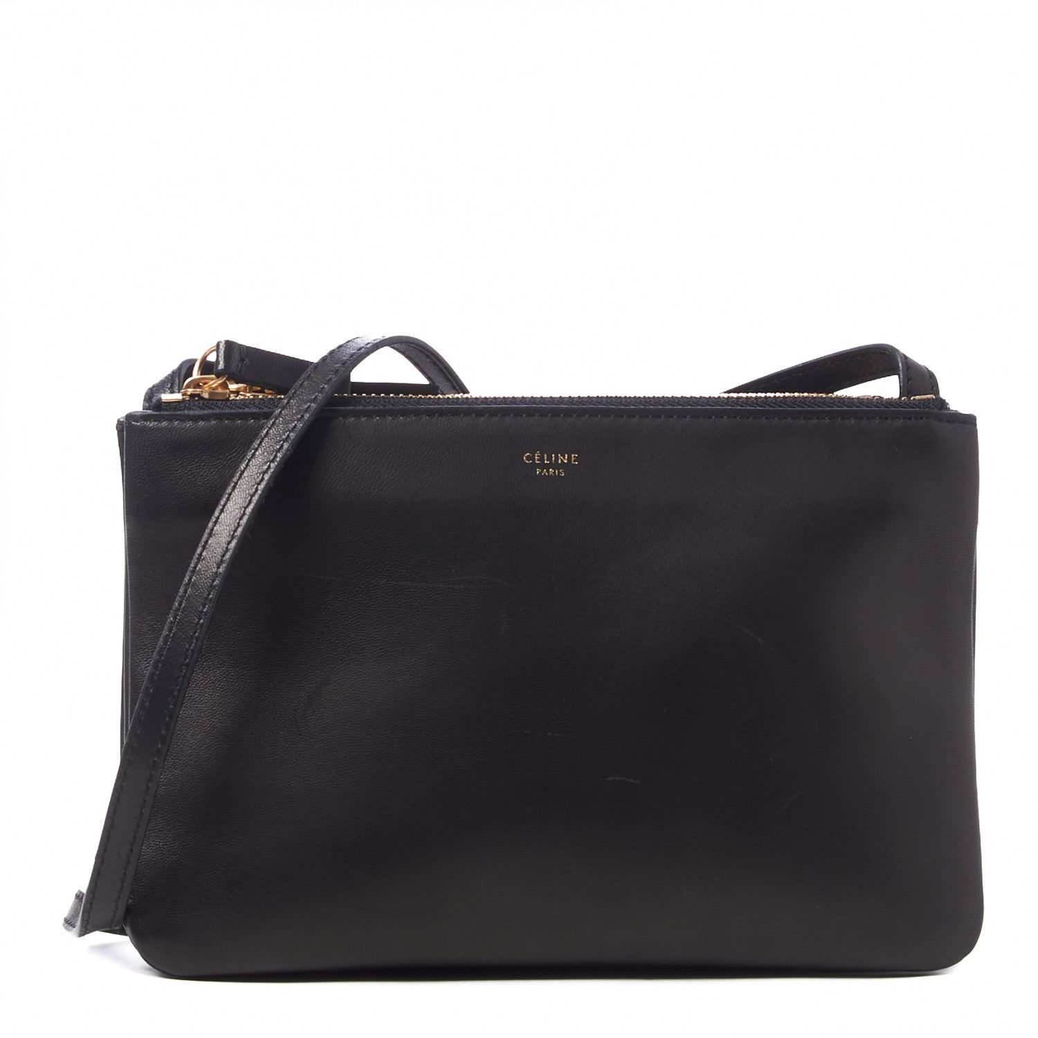 Celine Lambskin Small Trio Crossbody Bag Black 1 of 11