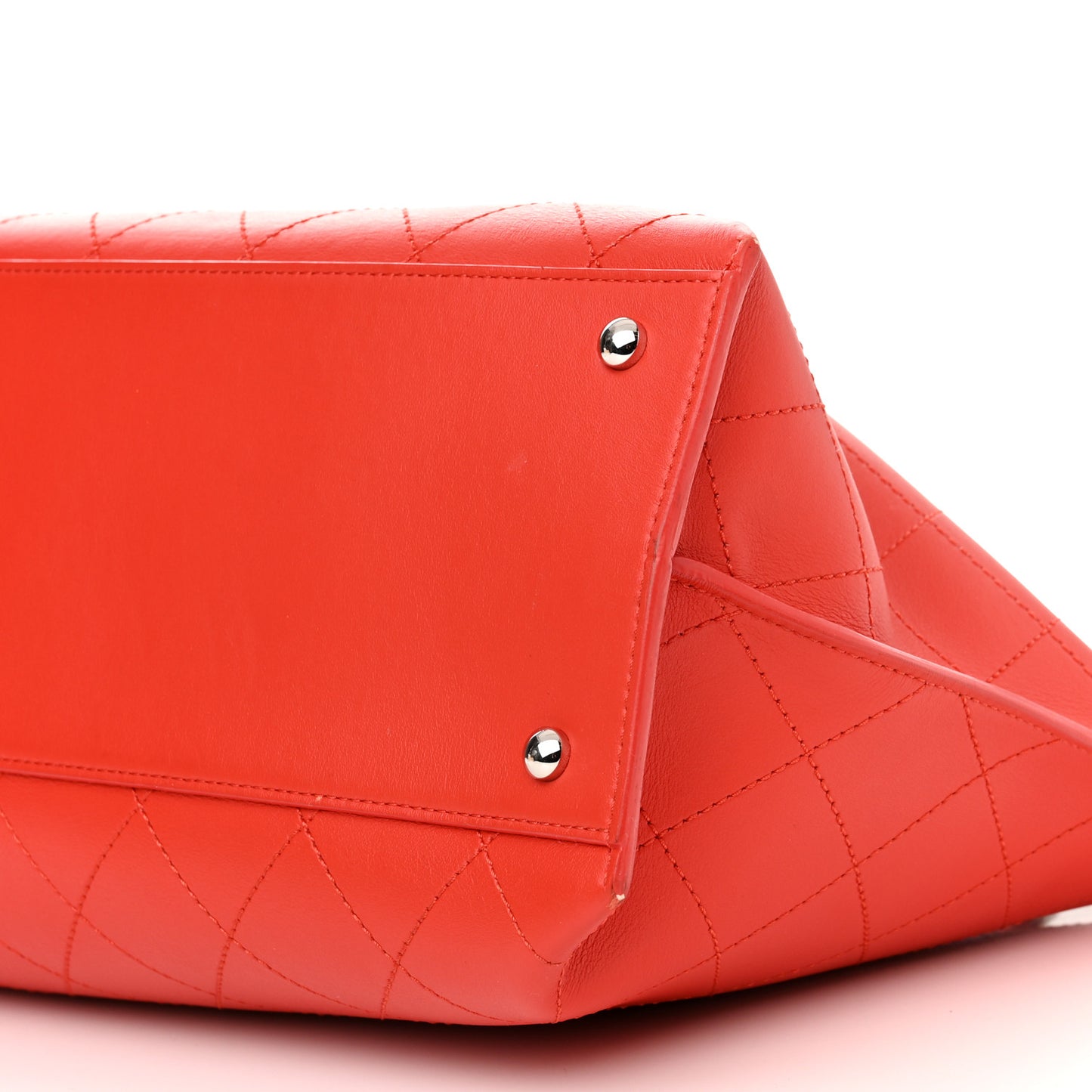 Calfskin Stitch Medium Ring My Bag Shopping Tote Red