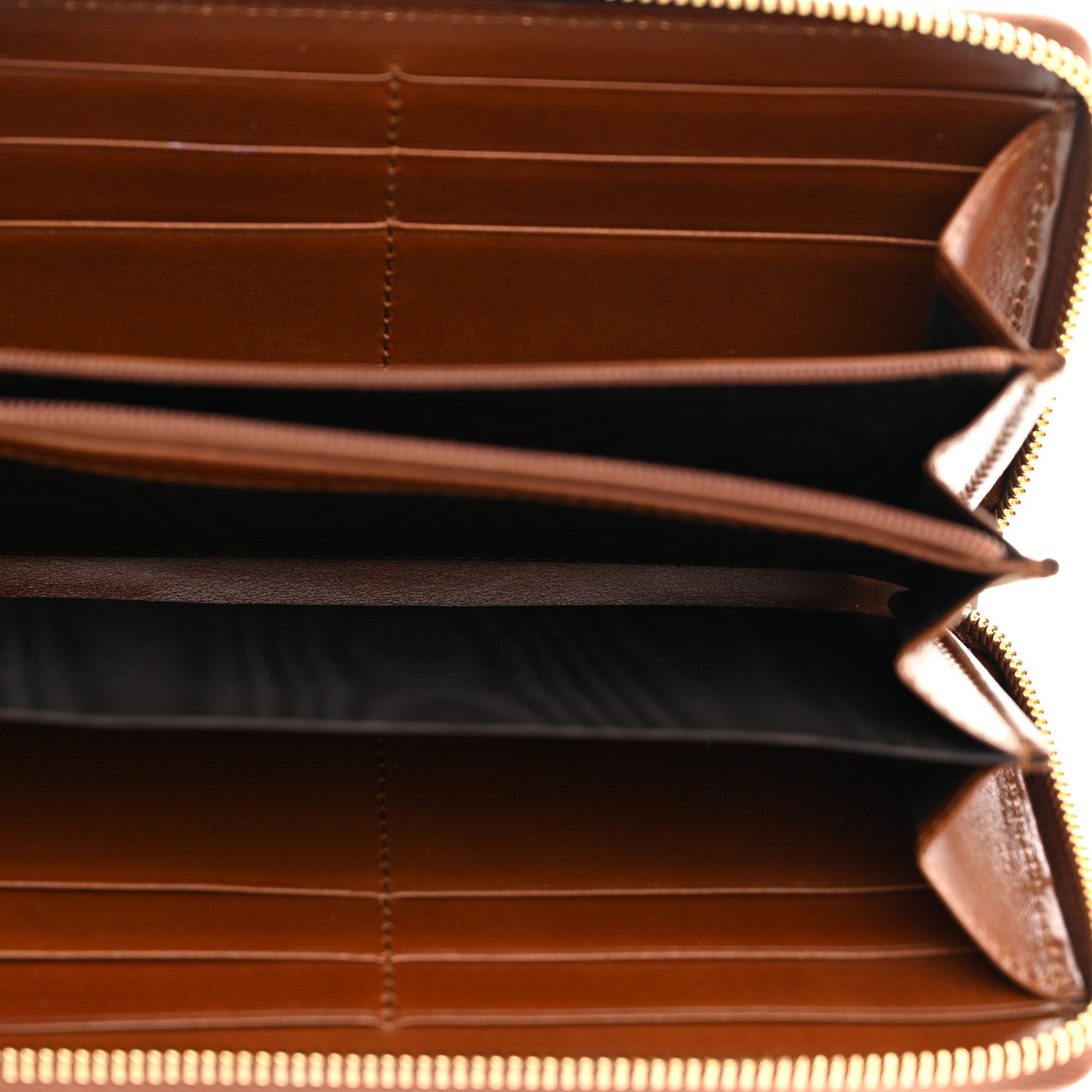 Gucci GG Supreme Monogram Cuoio Toscano Zip Around Wallet Beige Ebony Cuir 5 of 7