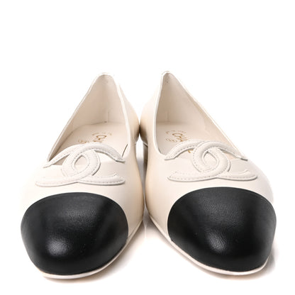 Chanel Goatskin CC Ballet Flats 39.5 White Black 3 of 10
