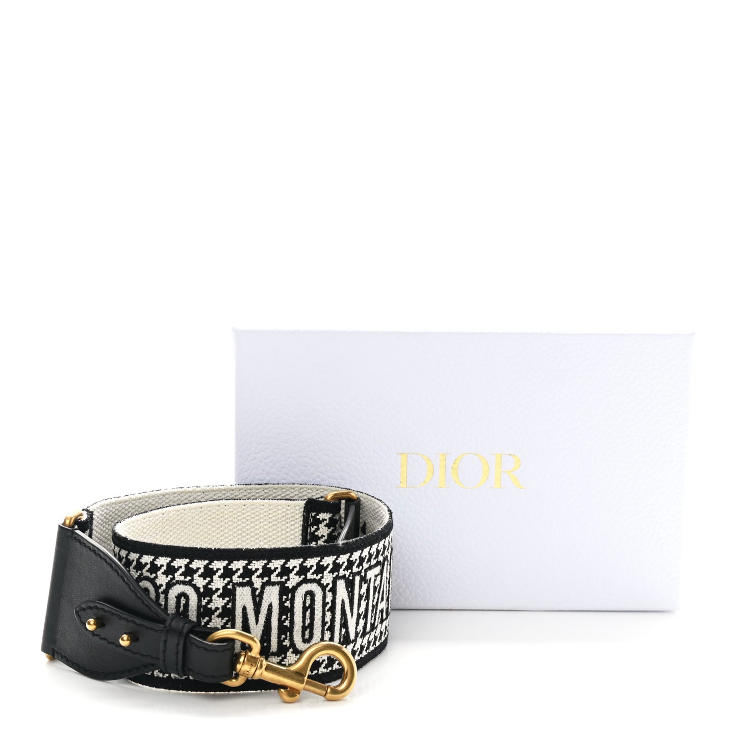 Canvas Houndstooth Embroidered 30 Montaigne Shoulder Strap Black White