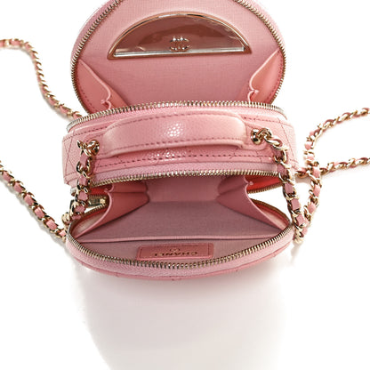 Chanel Caviar Quilted Round Handle With Care Vanity With Chain Pink 5 of 12