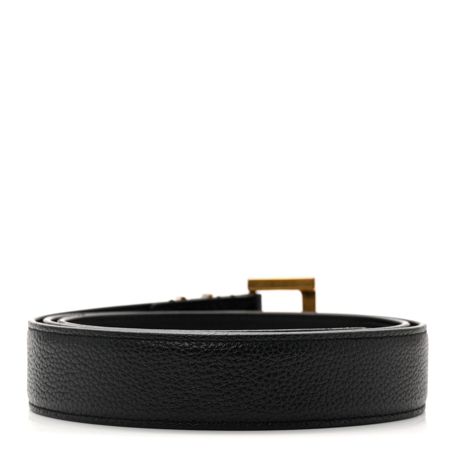 Saint Laurent Grained Calfskin Monogram Cassandre Square Buckle Belt 90 36 Black 2 of 7