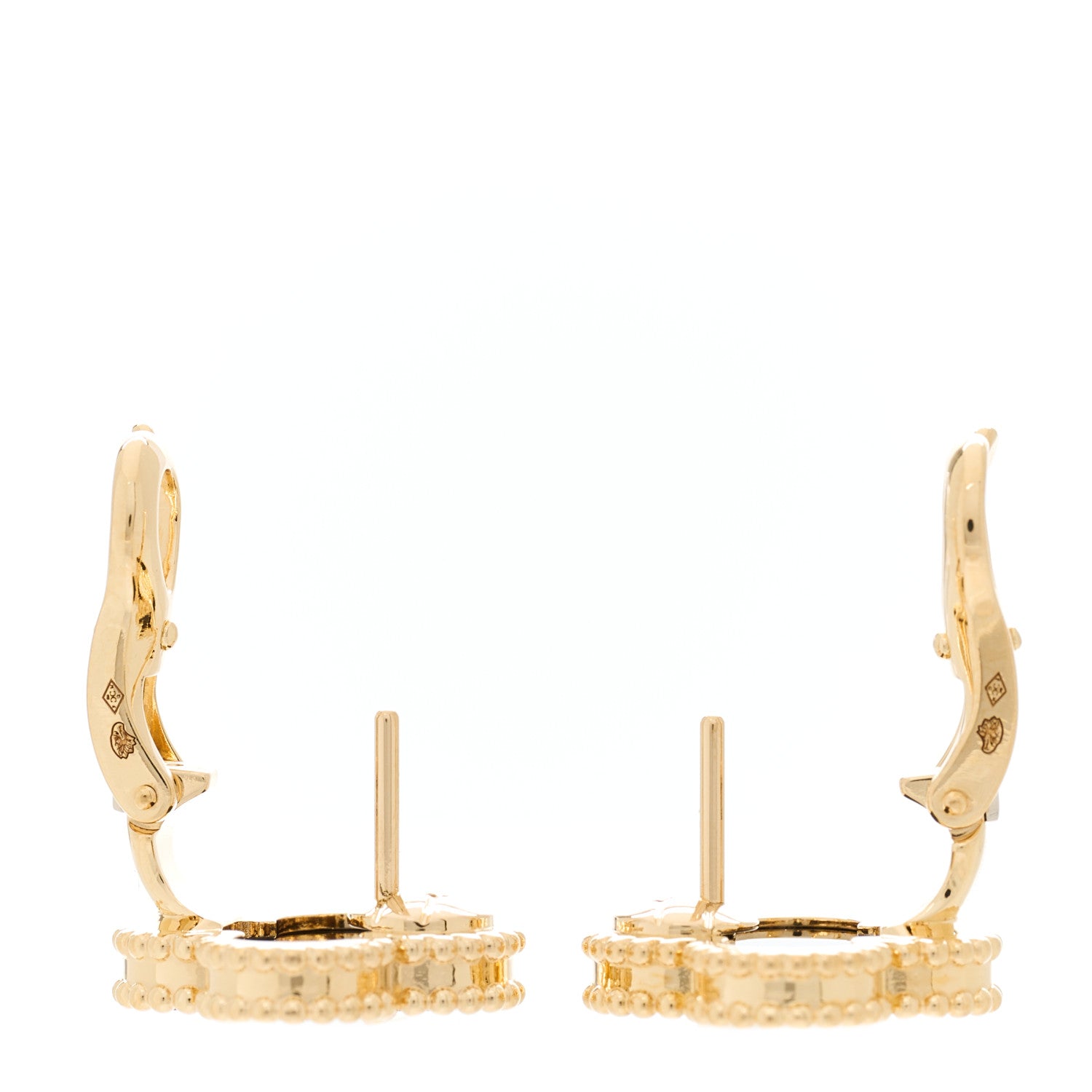 Van Cleef & Arpels 18K Yellow Gold Black Onyx Vintage Alhambra Earrings 3 of 4