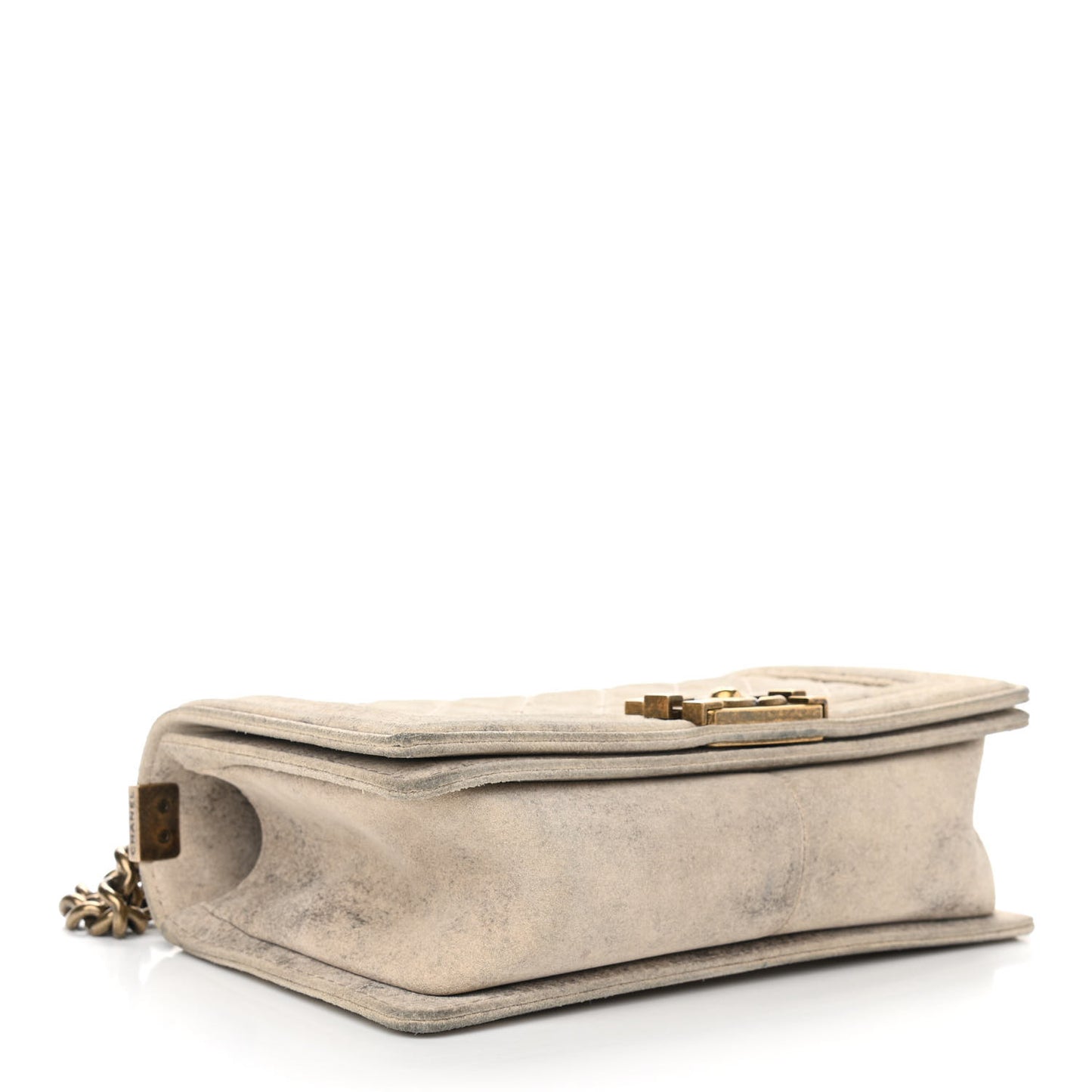 Iridescent Calfskin Quilted Medium Boy Flap Beige