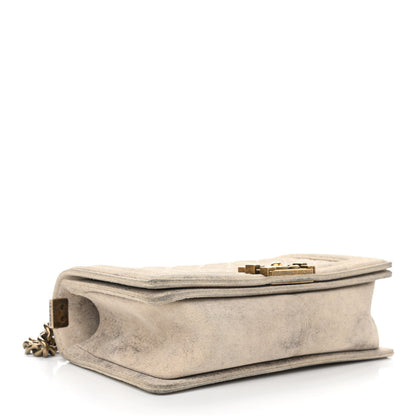 Chanel Iridescent Calfskin Quilted Medium Boy Flap Beige 3 of 9