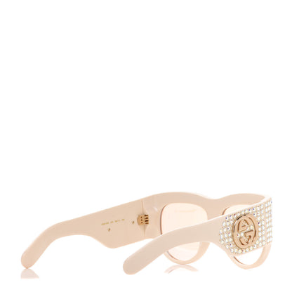 Gucci Acetate Crystal Oversize Hollywood Forever Sunglasses GG0144S Ivory 4 of 7