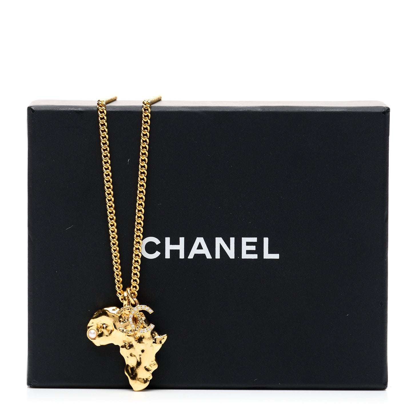 Crystal Pearl CC Africa Pendant Necklace Gold White