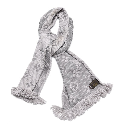 Louis Vuitton Wool Silk Logomania Scarf Pearl Grey 1 of 5