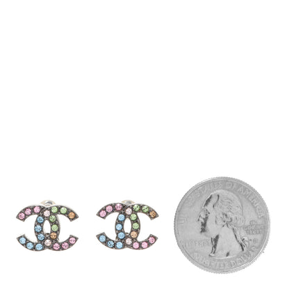 Chanel Ruthenium Crystal CC Earrings Multicolor 2 of 5