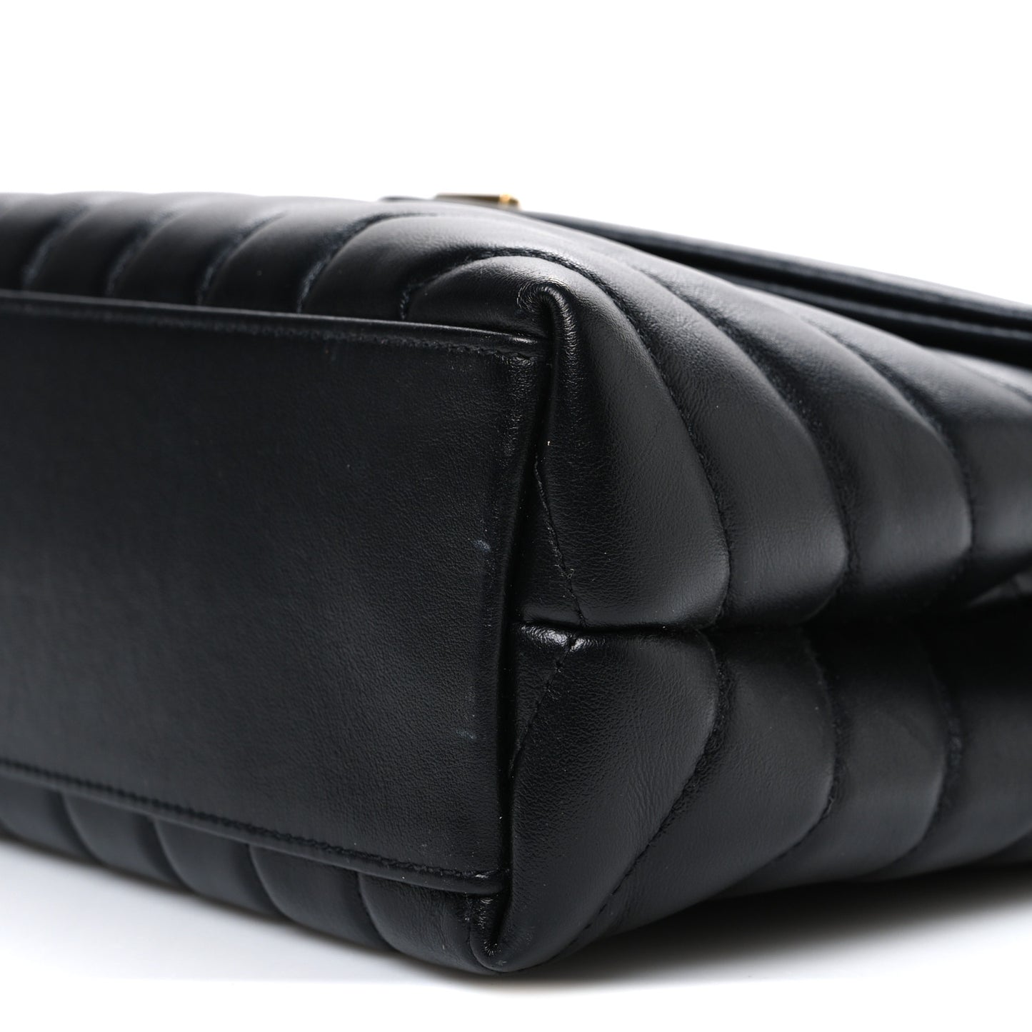 Calfskin Y Quilted Monogram Small Loulou Chain Satchel Black