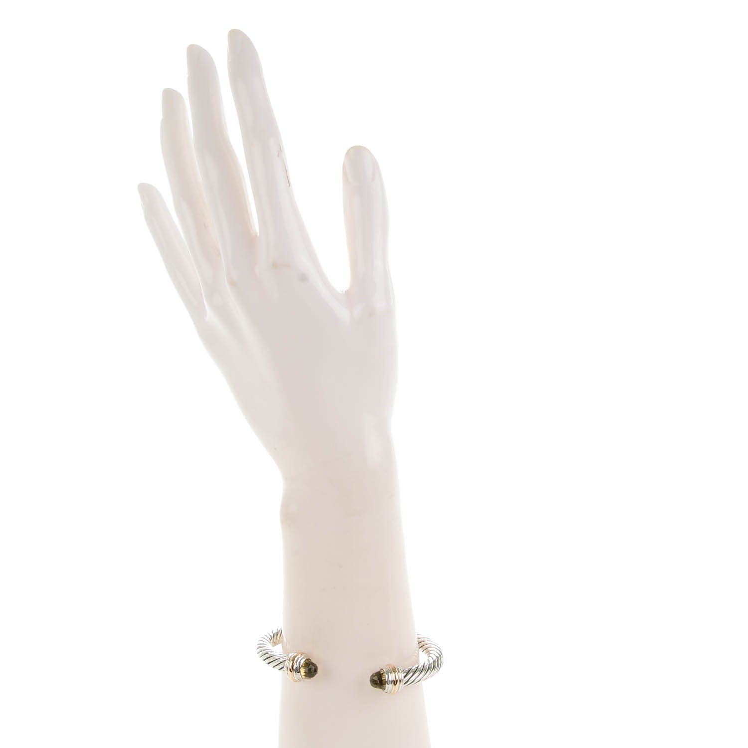 David Yurman Sterling Silver 14K Yellow Gold Lemon Citrine 7mm Cable Classics Bracelet 2 of 5