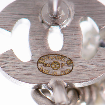 Chanel Crystal CC Drop Earrings White Silver 4 of 4