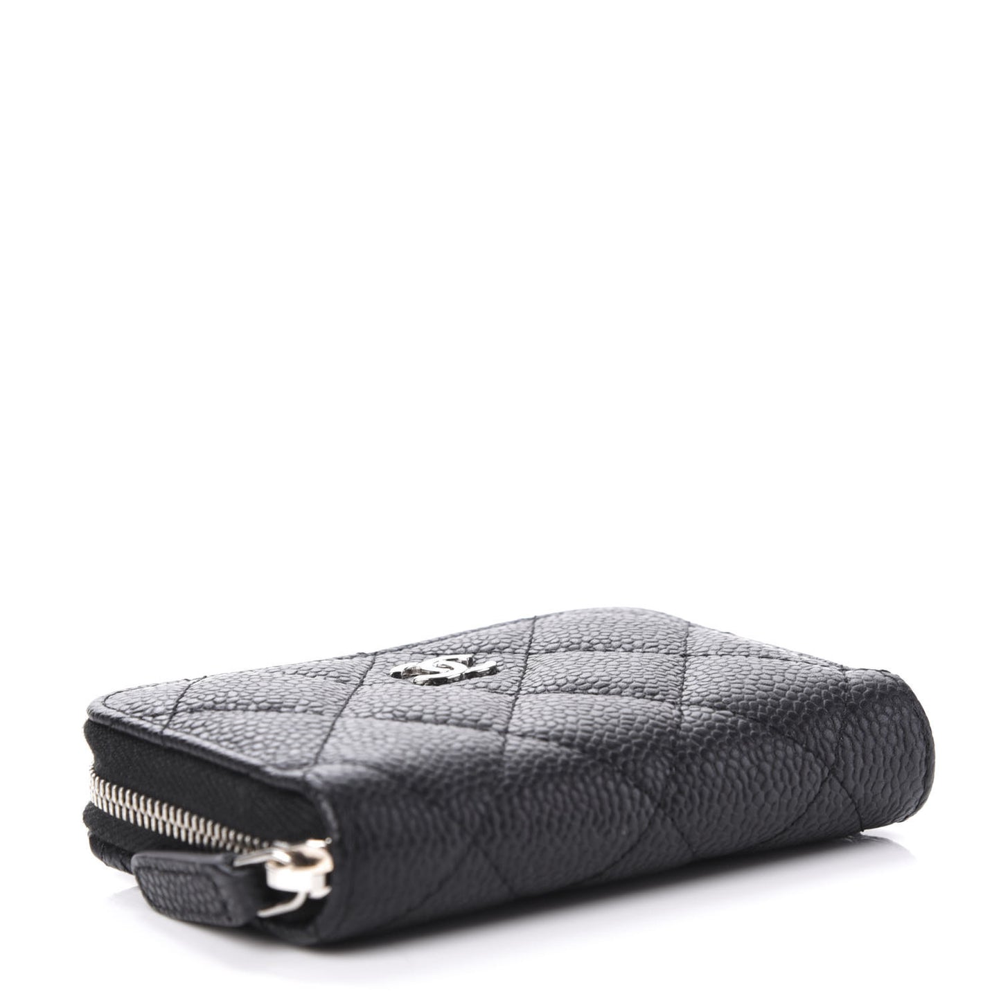 Caviar Quilted Zip Coin Purse Black