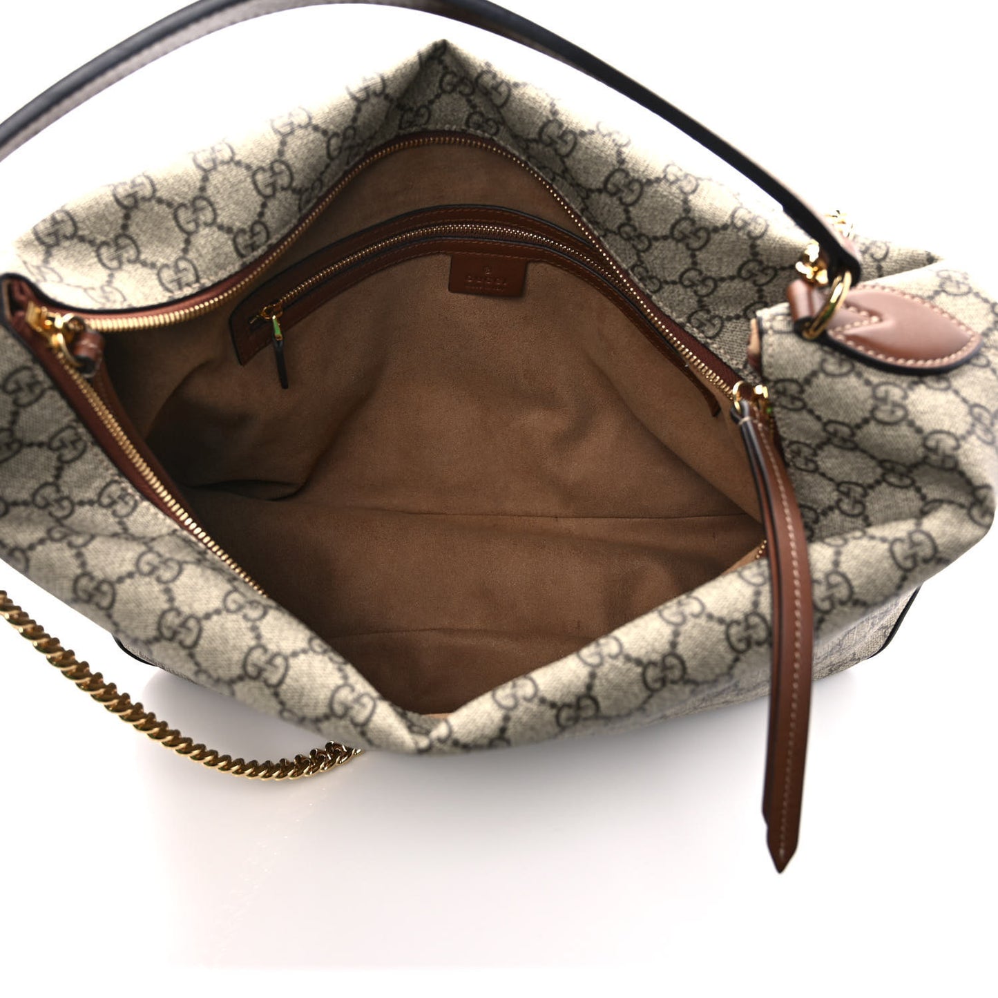 GG Supreme Monogram Large Linea A Hobo Light Brown