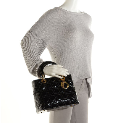 Christian Dior Patent Cannage Medium Lady Dior Black 2 of 7