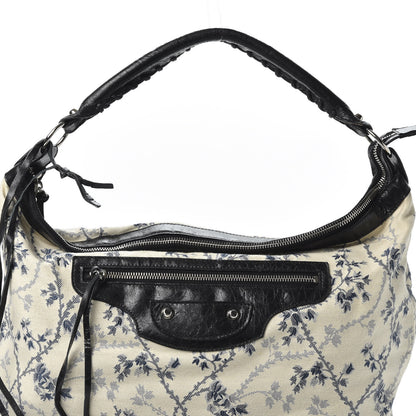 Balenciaga Chevre Toile De Jouy Floral Classic Silver Hardware Day Hobo Black 9 of 9