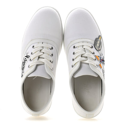 Hermes Canvas Embroidered Innocent Sneakers 37.5 White 2 of 9
