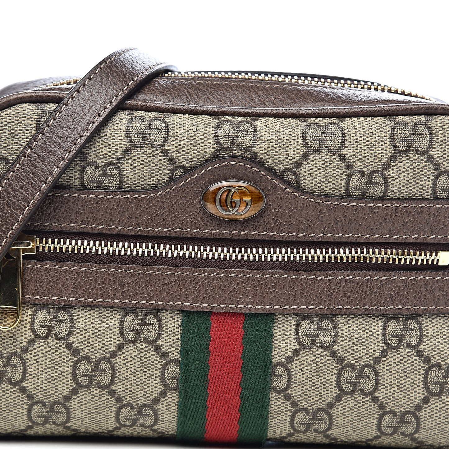 GG Supreme Monogram Web Mini Ophidia Shoulder Bag Brown