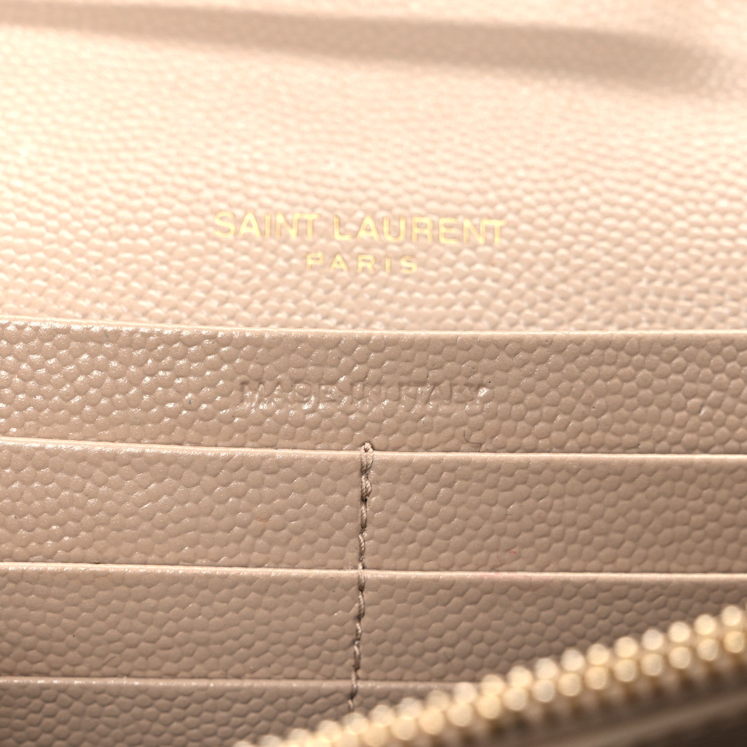 Saint Laurent Grain De Poudre Mixed Matelasse Triquilt Monogram Chain Wallet Dark Beige 7 of 14