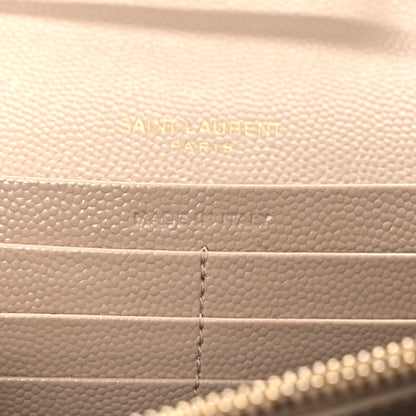 Saint Laurent Grain De Poudre Mixed Matelasse Triquilt Monogram Chain Wallet Dark Beige 7 of 14