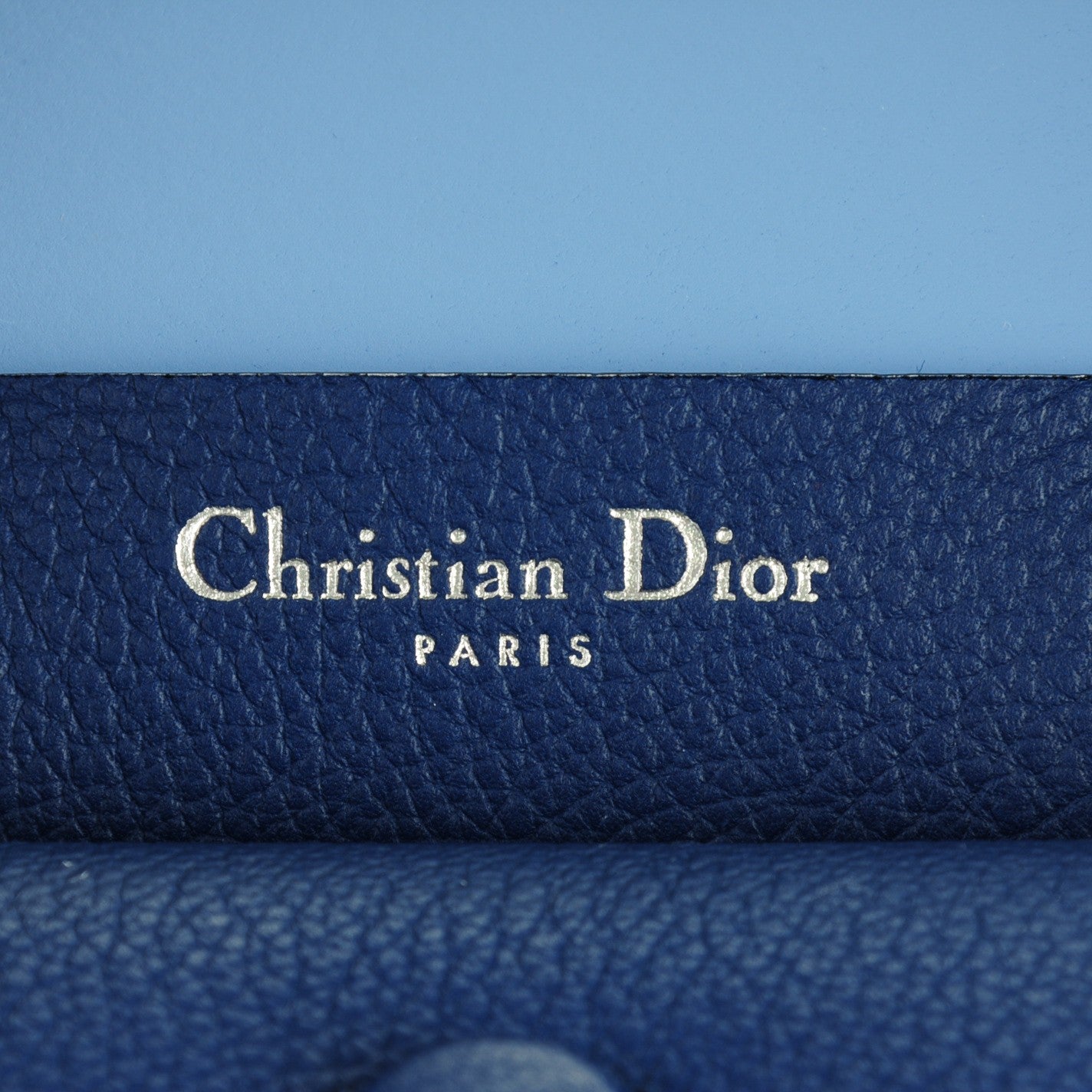 Christian Dior Supple Grained Calfskin Large Open Bar Tote Blue 6 of 6